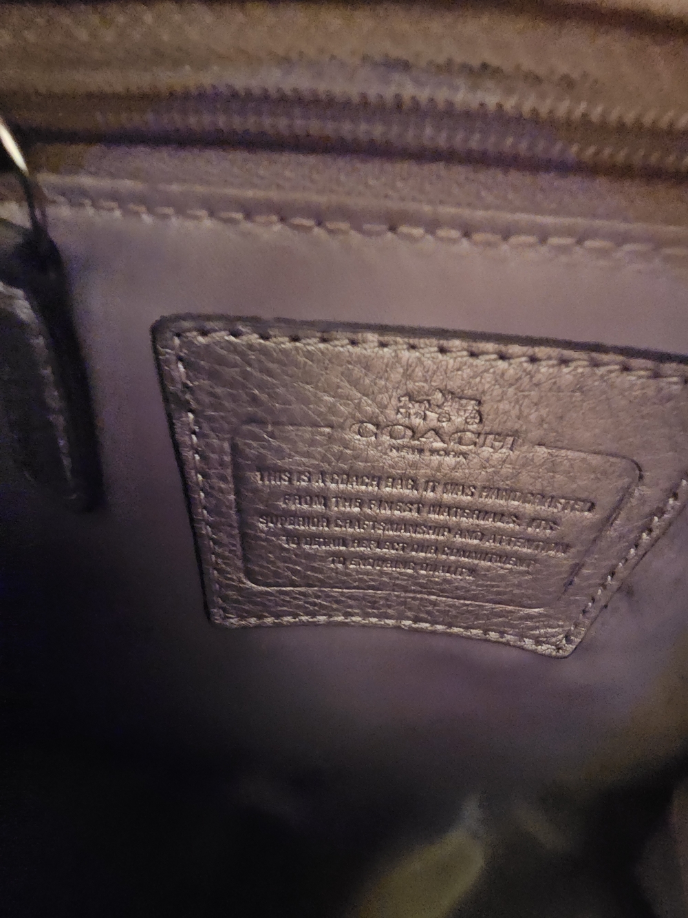 Coach Metallic Taupe Leather Shoulder Bag - Picture 5 of 5